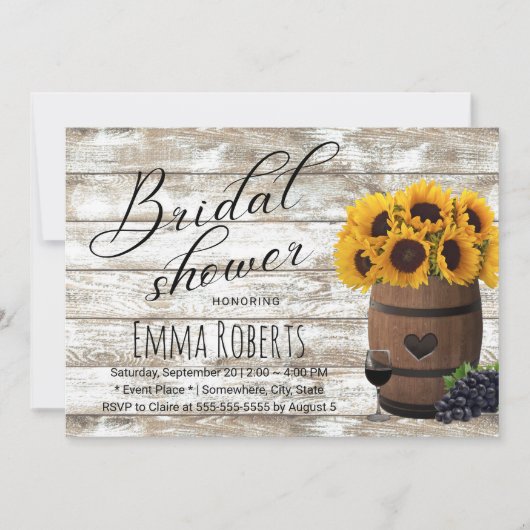 Zonnebloem Wijn Barrel Rustisch Barn Vrijgezellenf Kaart (Voorkant)