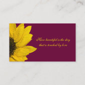 Zonnebloem Wijn en Gele Trouwplaats Kaarten Plaatskaartje (Achterkant)
