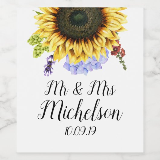 Zonnebloem Wijn Etiket (Enkel label)