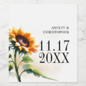 Zonnebloem Wijn Label Wijn Etiket (Enkel label)