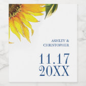 Zonnebloem Wijnlabel speciaal aangepast Wijn Etiket (Enkel label)