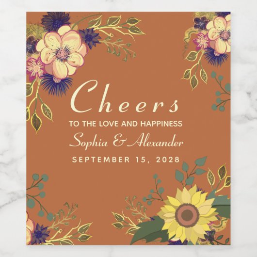 Zonnebloem Wijnlabel Wijn Etiket (Enkel label)