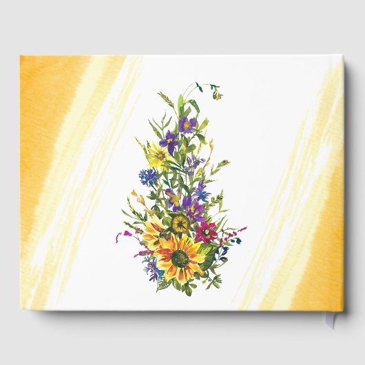 Zonnebloem Wildbloemen Geel Blauw Grieks huwelijk Gastenboek (Achterkant)