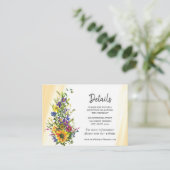 Zonnebloem Wildbloemen Geel Blauw Grieks huwelijk Informatiekaartje (Staand voorkant)