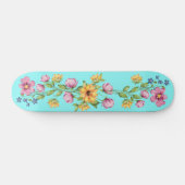 Zonnebloem & Wildbloemen op Blauwgroen Skateboard (Horizontaal)