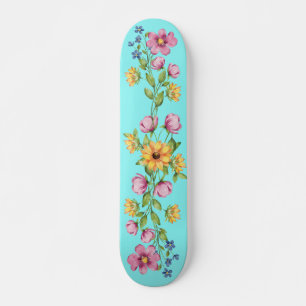  Zonnebloem & Wildbloemen op Blauwgroen Skateboard