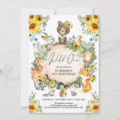 Zonnebloem Wilde 1 Woodland 1e verjaardag Kaart (Voorkant)