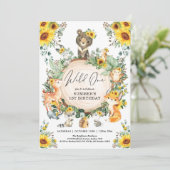 Zonnebloem Wilde 1 Woodland 1e verjaardag Kaart (Staand voorkant)