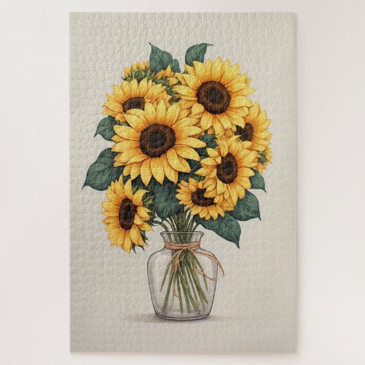 Zonnebloem Wilde Bloem Botanische Kunst Legpuzzel (Verticaal)
