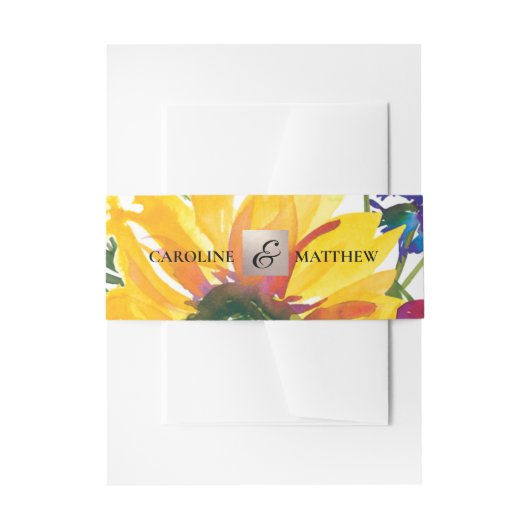 Zonnebloem | Wilde bloemen | Summer Rustic Wedding Uitnodigingen Wikkel (Voorkant Voorbeeld)