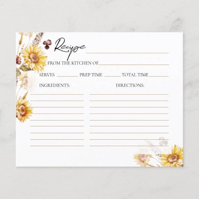 Zonnebloem Wildflower Modern Vrijgezellenfeest Rec (Voorkant)