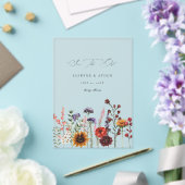 Zonnebloem & Wildflowers Bloemen Acryl Uitnodigingen (Insitu (Huwelijk))