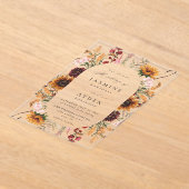 Zonnebloem & Wildflowers Bloemenbruiloft Acryl Uitnodigingen (Laagn)