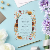 Zonnebloem & Wildflowers Bloemenbruiloft Acryl Uitnodigingen (Insitu (Huwelijk))