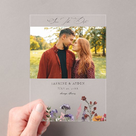 Zonnebloem & Wildflowers Bloemfoto Acryl Uitnodigingen (Insitu (Draagbaar))