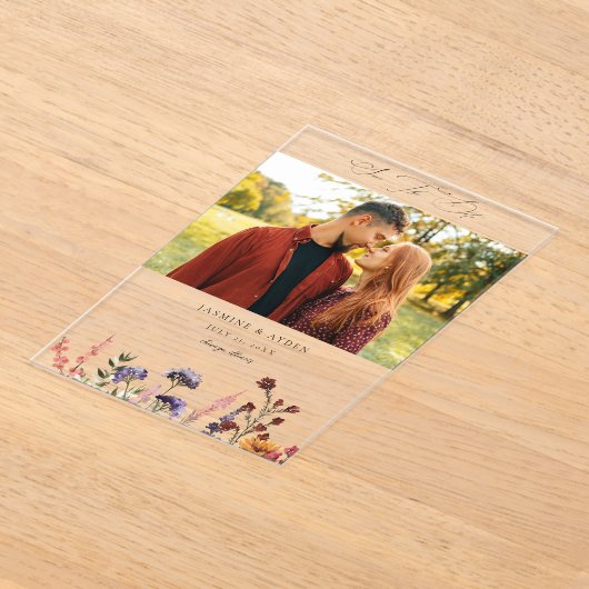 Zonnebloem & Wildflowers Bloemfoto Acryl Uitnodigingen (Laagn)