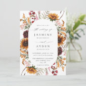 Zonnebloem & Wildflowers Floral Wedding 2 Kaart (Staand voorkant)