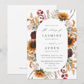 Zonnebloem & Wildflowers Floral Wedding 2 Kaart (Voorkant / Achterkant)