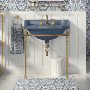 Zonnebloem William Morris Floral Blauw Wit Badmat