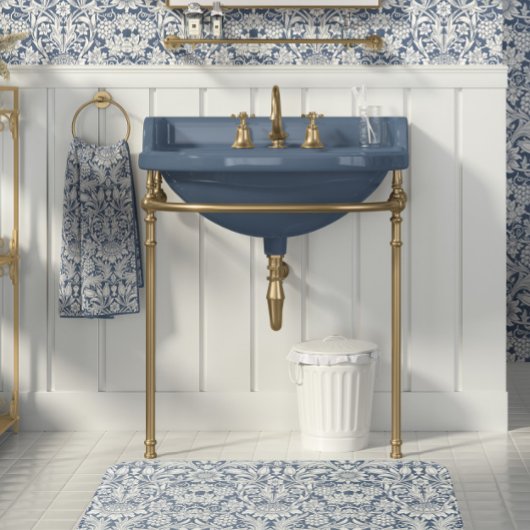 Zonnebloem William Morris Floral Blauw Wit Badmat