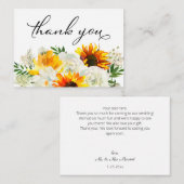 Zonnebloem & wit bloemwit 2b klein dank u notitiekaartje (Voorkant / Achterkant)