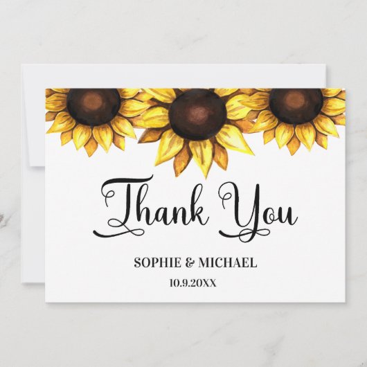 Zonnebloem Wit Floral Geel Bedankkaart (Voorkant)
