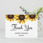 Zonnebloem Wit Floral Geel Bedankkaart (Staand voorkant)