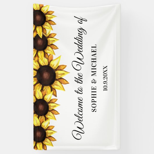 Zonnebloem Wit Geel Eenvoudig Spandoek (Verticaal)