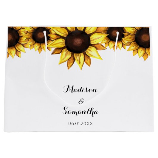 Zonnebloem Wit Geel Wit Groot Cadeauzakje (Voorkant)