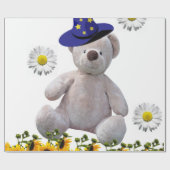 Zonnebloem Wit Teddy Bear Matte Wrapping Paper Cadeaupapier (Vlak)