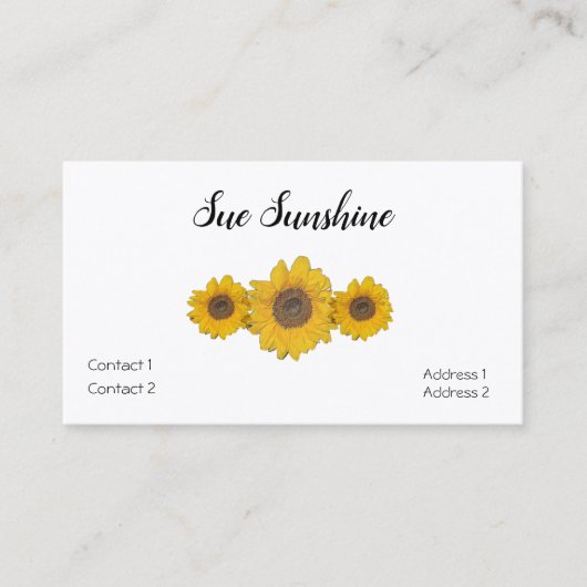 Zonnebloem, wit visitekaartje (Voorkant)