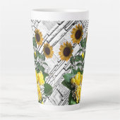 Zonnebloem Witte Baksteen Latte Mok (Voorkant)