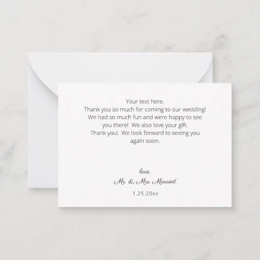 Zonnebloem & Witte Bloemen Burlap 2B Klein Dank u Notitiekaartje (Achterkant)