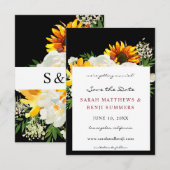 Zonnebloem & Witte Bloemenkunst Zigeuner Opslag Da Save The Date (Voorkant / Achterkant)