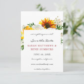 Zonnebloem & Witte Bloemige Artystieke Save The Da Date (Staand voorkant)