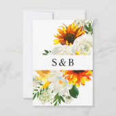 Zonnebloem & Witte Bloemige Artystieke Save The Da Date (Achterkant)