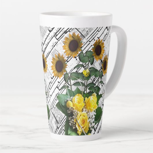 Zonnebloem Witte Brick Latte Mok (Rechterhoek)