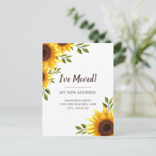 Zonnebloem Witte Chic Rustic Briefkaart (Staand voorkant)