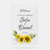 Zonnebloem witte daisy boog elegant acryl bord (Voorkant)