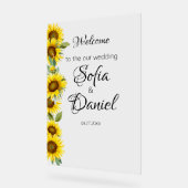 Zonnebloem witte daisy boog elegant acryl bord (Hoek)