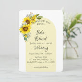 Zonnebloem witte daisy boog elegant kaart (Staand voorkant)