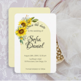 Zonnebloem witte daisy boog elegant save the date