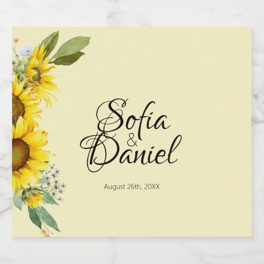 Zonnebloem witte daisy boog elegant sparkling wijnetiket (Enkel label)