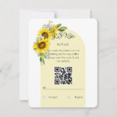 Zonnebloem witte daisy boog zijn elegant RSVP kaartje (Voorkant)