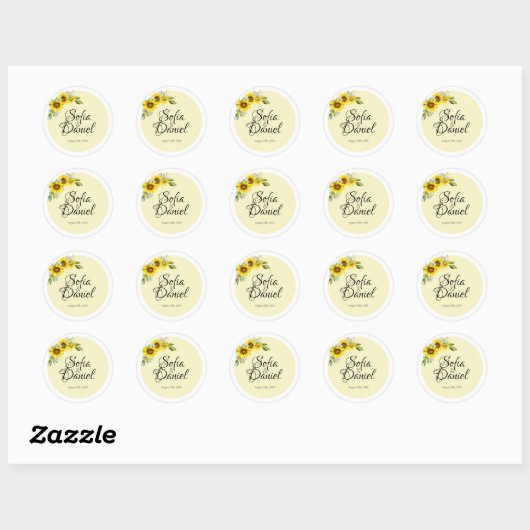Zonnebloem witte margriet boog elegant ronde sticker (Vel)