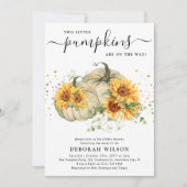 Zonnebloem Witte pompoenen Herfst Baby shower Kaart (Voorkant)