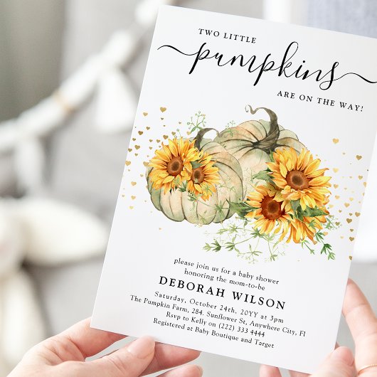 Zonnebloem Witte Pompoenen Tweeling Herfst Baby Bo Kaart