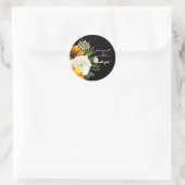 Zonnebloem & Witte Rijen Dank u - Zwart 2 Ronde Sticker (Tas)