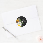 Zonnebloem & Witte Rijen Dank u - Zwart 2 Ronde Sticker (Envelop)