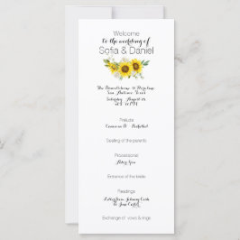 Zonnebloem witte roos waterverf bruiloft Flat Card
